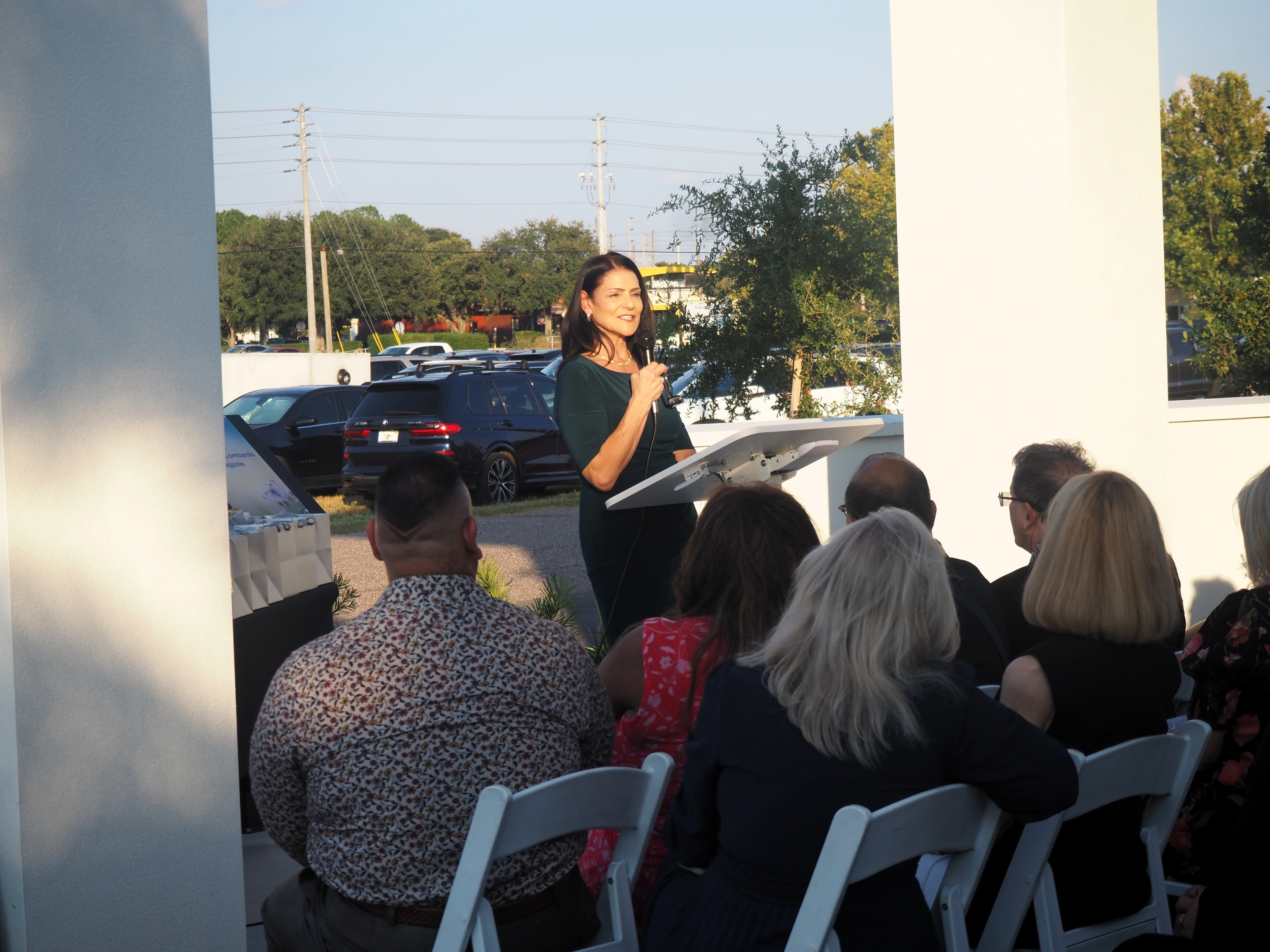 Gulfside President and CEO Linda Ward speaks during the grand opening